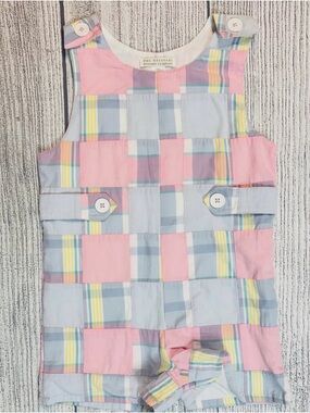 The Beaufort Bonnet Company Pink, Blue & Yellow Plaid Kids One-Piece